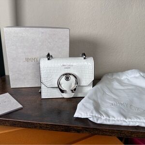 Jimmy Choo White Croc-Embossed Mini Bag LIKE NEW